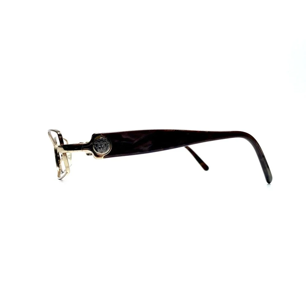 Versace Gold Brown Rectangular Medusa Eyeglasses Italy MOD 1139 2053 52 16 135